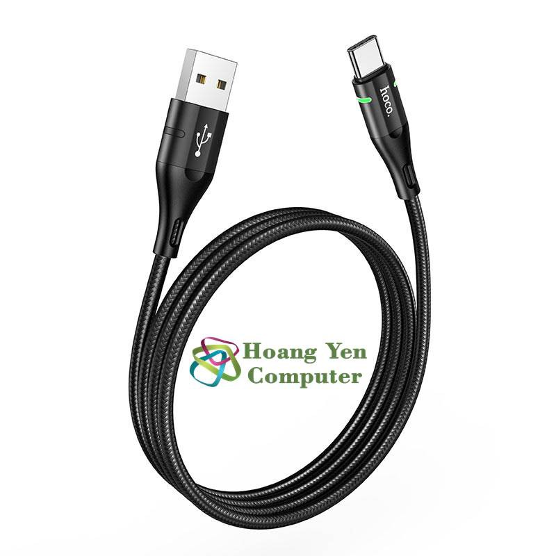 Cáp Sạc Nhanh Type C Hoco U93 Dây Bện Dù Dài 1,2m Có Đèn Led - Chính Hãng - Hưng Long PC
