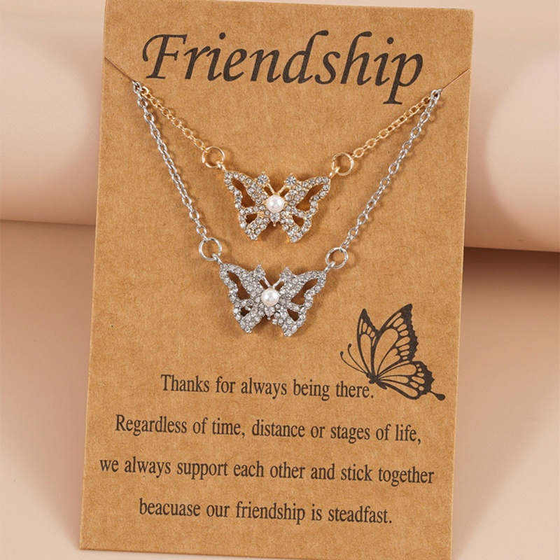 Flgo Set 2 Vòng cổ Hợp Kim Mặt Hình Bướm Sáng Tạo Phong Cách Âu Mỹ