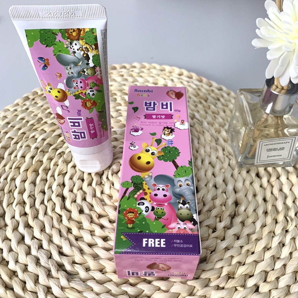 Kem đánh răng cho bé BAMBI KIDs Hàn Quốc Làm Trắng, ngừa sâu răng Kem Đánh Răng Trẻ Em Trên 2 Tuổi Tuýp 60gr
