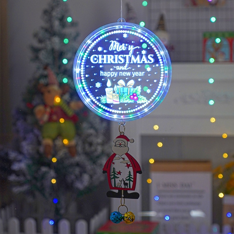 Đĩa Tròn Có Đèn LED Hình Ông Già Noel Dễ Thương Để Trang Trí Cây Thông Noel Tiện Dụng