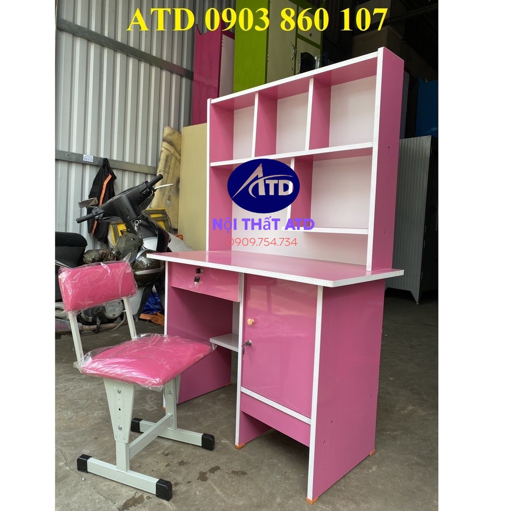 Bàn học trẻ em, bàn học gỗ ép, mẫu bàn học cho bé có kệ sách chắc chắn, bền đẹp, bảo hành 1 năm, giao hàng miễn phí