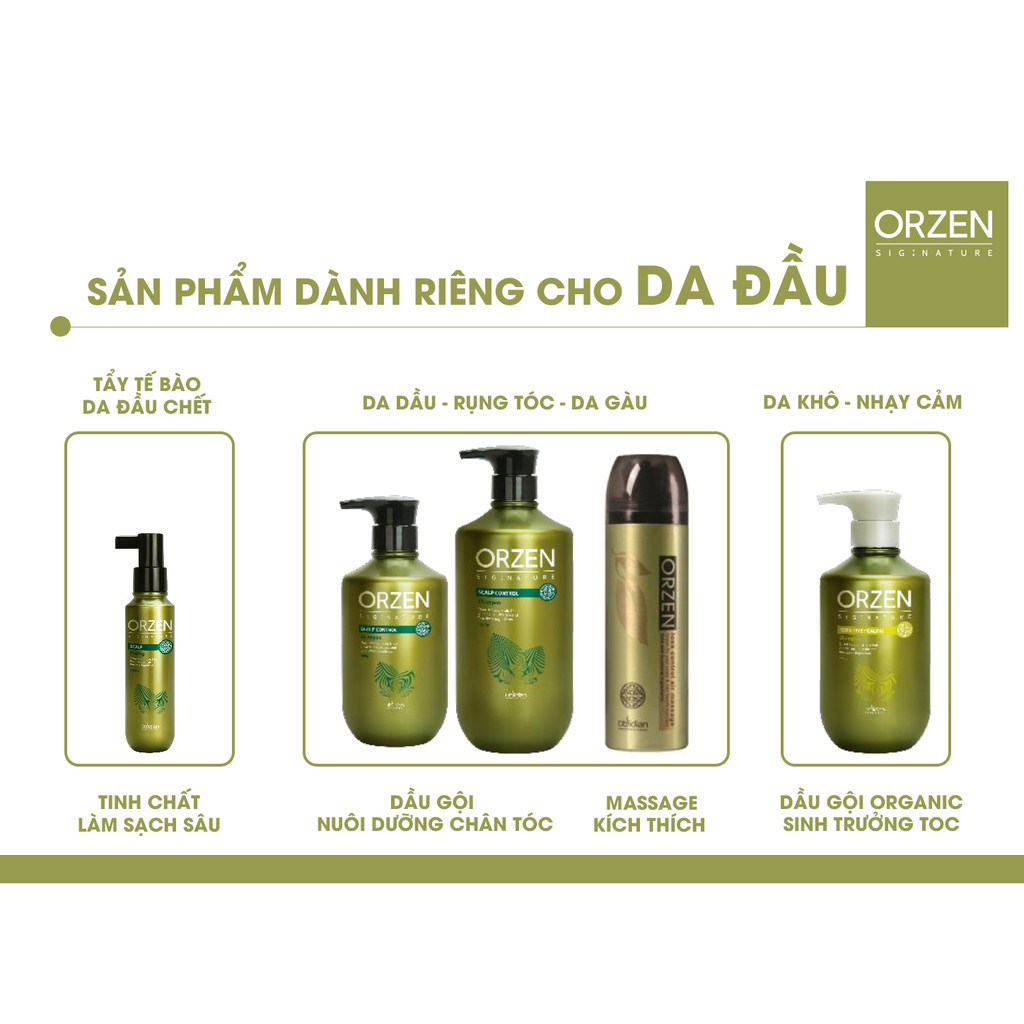 DẦU GỘI TĂNG CƯỜNG SINH TRƯỞNG TÓC - DA DẦU/DA GÀU (Orzen Signature Scalp Control Shampoo)