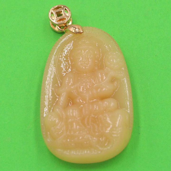 Mặt dây đeo Phật Bồ tát Phổ hiền vàng 4.3 cm MTVO2