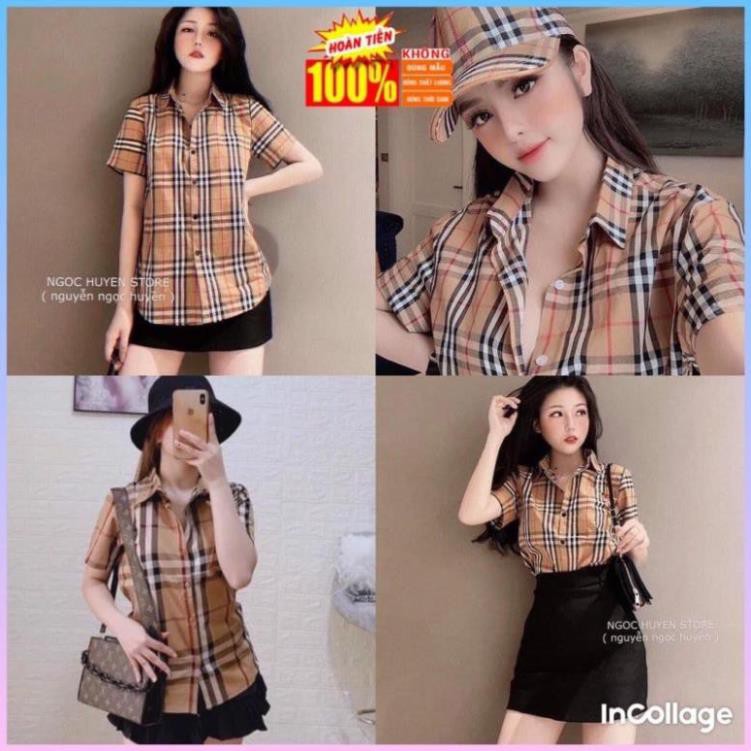 [Rẻ Vô Địch] Áo Sơ Mi Nữ kẻ BBr Cộc Tay Chất Đẹp [ Có video + ảnh thật ]