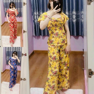 Đồ bộ nữ  quần ống rộng😘FREESHIP🌹CHất lụa  mềm mịn quần có túi FREESIZE dưới65 ký