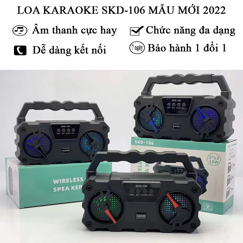 Loa bluetooth, loa karaoke SKD-106 mẫu mới 2022 với công suất lớn và âm thanh cực chất