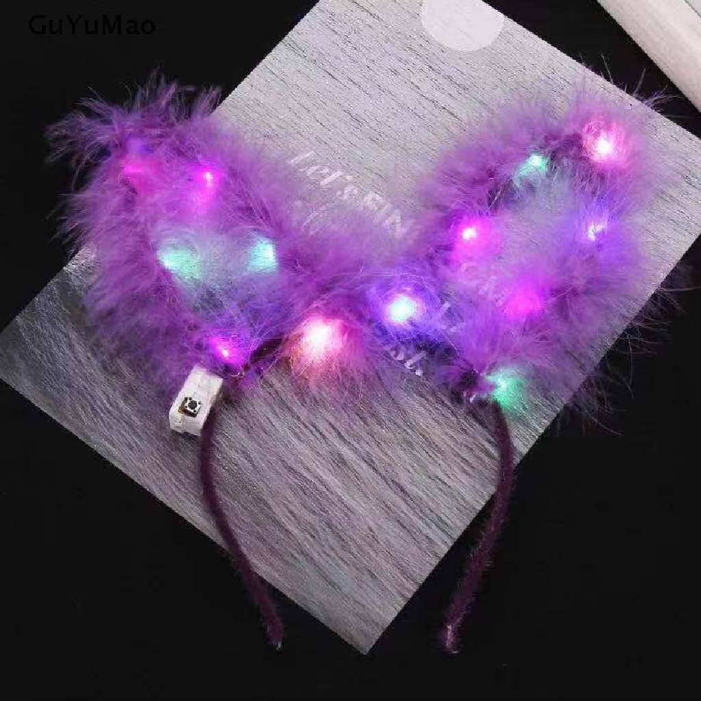 Băng Đô Cài Tóc Tai Thỏ Có Đèn 14 Bóng Led
