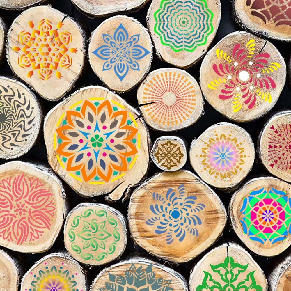 AUGUSTINE Khuôn Tô Tranh Nghệ Thuật Hình Hoa Văn Mandala Có Thể Tái Sử Dụng