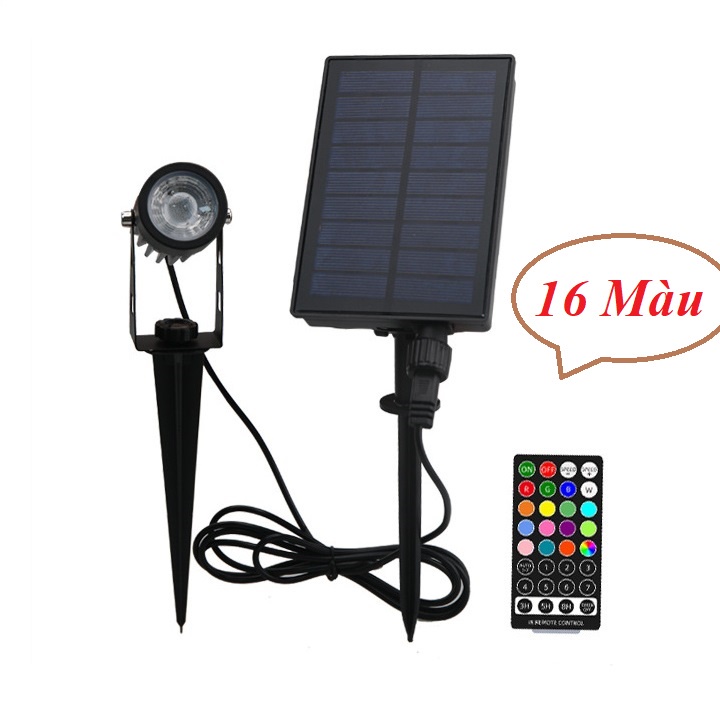 Đèn năng lượng mặt trời rọi cây, tiểu cảnh hồ cá chỉnh được 16 màu