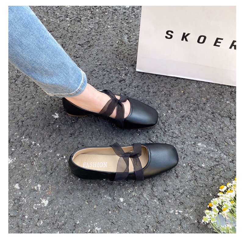 Giày búp bê giày bệt nữ mũi vuông kiểu dáng nhẹ nhàng