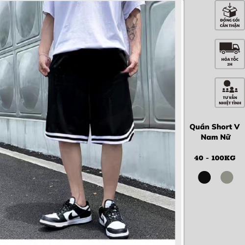 Quần Short V-Line nam nữ 38-100kg Sói Store bigsize 2 màu