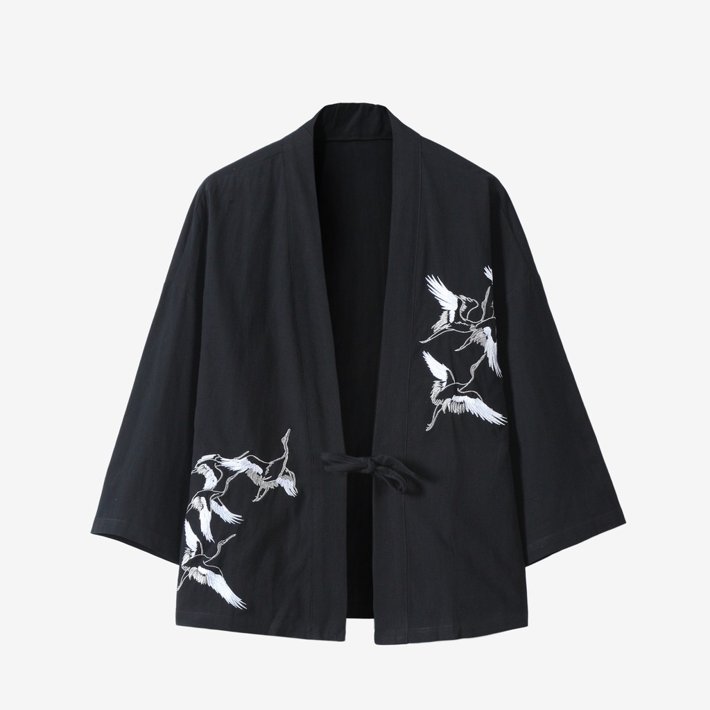 Áo Khoác Kimono Dệt Kim Tay Dài Phong Cách Nhật Bản