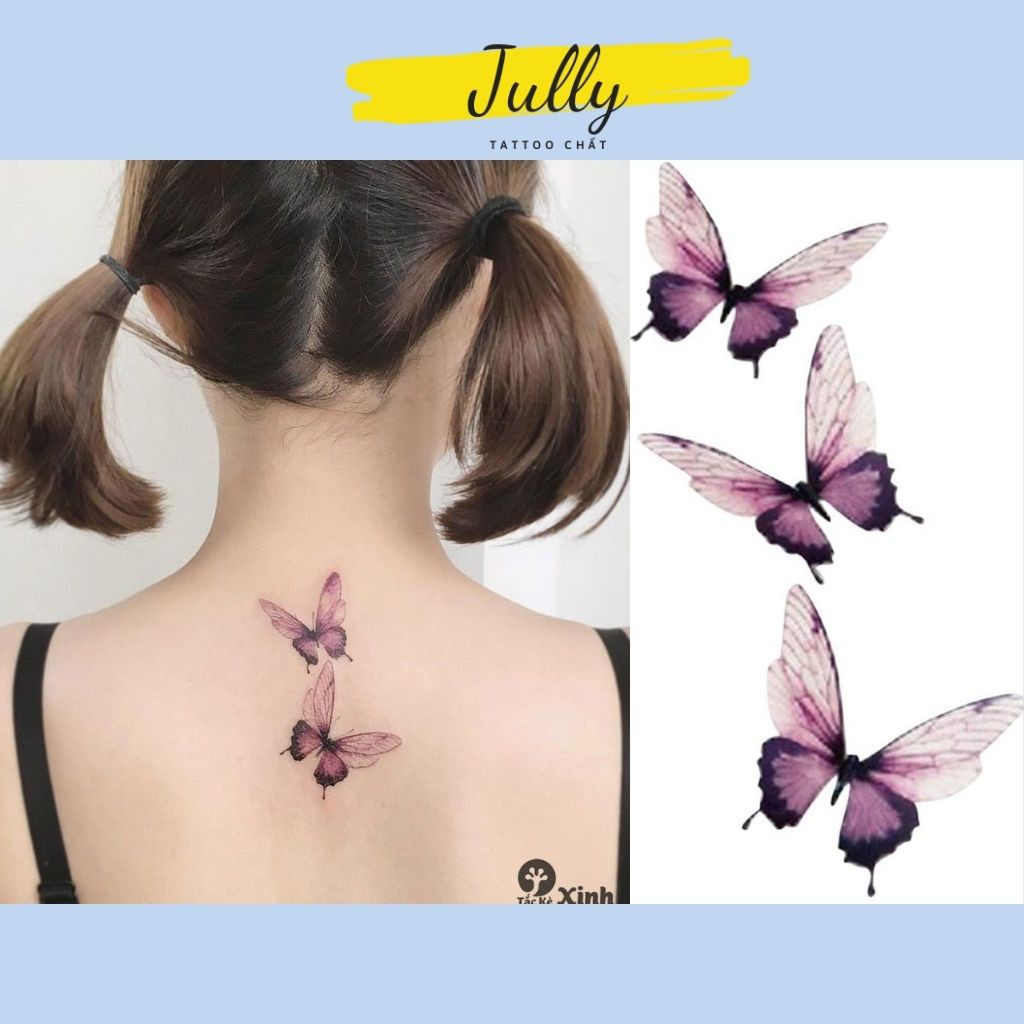 Hình xăm dán bướm mini cute JULLY Tattoo chất, xăm tạm thời 15 ngày chống nước an toàn bền đẹp cho nữ