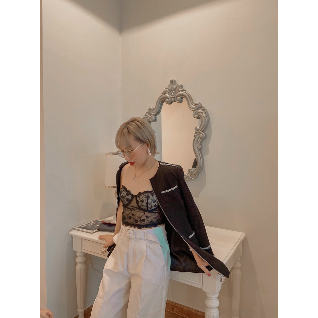 Áo Corset Bra Đồ Lót Nữ Ren Thêu Gọng Đẩy Tạo Khe Quyến Rũ Hàng Thiết Kế Ladali