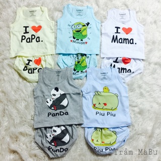  Set combo 5 bộ đồ ba lỗ chip em bé, đồ bé trai, đồ bé gái