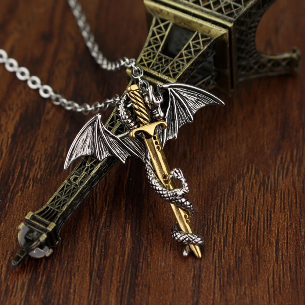 Vòng cổ Hợp Kim Màu Vàng/Bạc Hình Thanh Kiếm Pterosaur Âu Mỹ Thời Trang Unisex