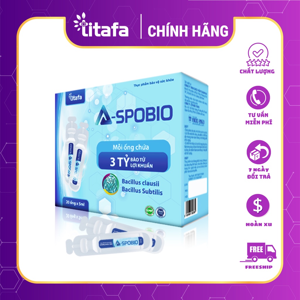 Men uống BÀO TỬ LỢI KHUẨN A-SPOBIO Hộp 20 ống - Bổ sung 3 tỷ bào tử lợi khuẩn, cải thiện hệ tiêu hoá đường ruột