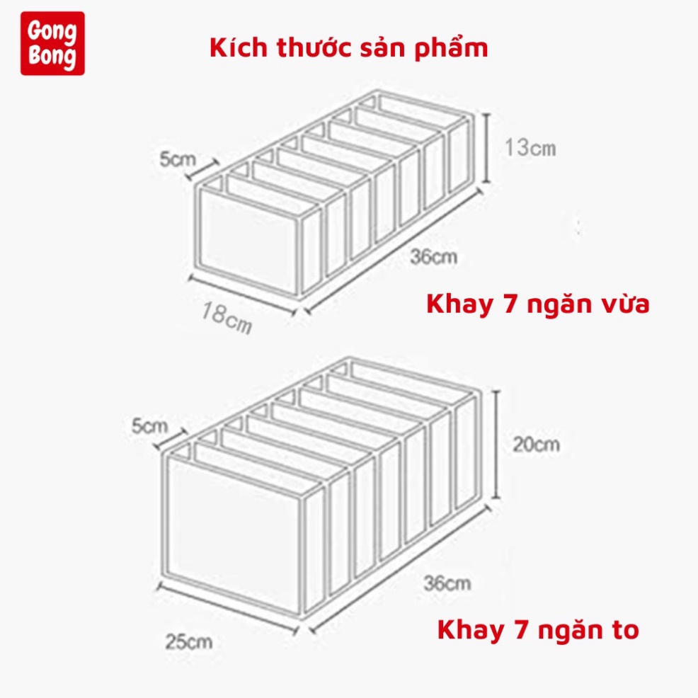 Túi Vải Đựng Quần Áo 7 Ngăn Size Đựng Quần Jean,Khay Vải Đựng Đồ Lót Tất Vớ Tiện Dụng,Túi Sắp Xếp Tủ Quần Áo