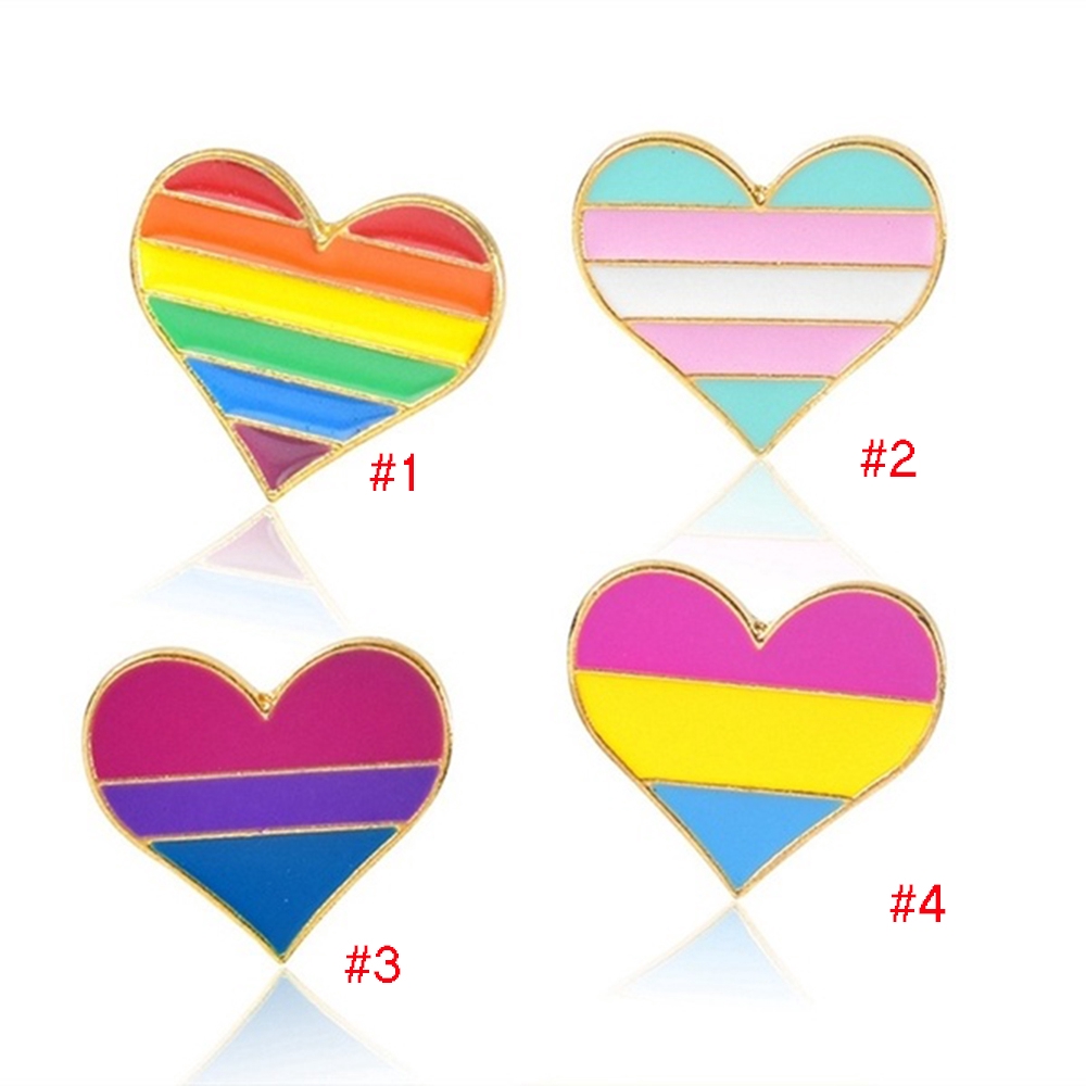 Huy Hiệu Cài Áo Hình Trái Tim Màu Cầu Vồng Phong Cách Lgbt