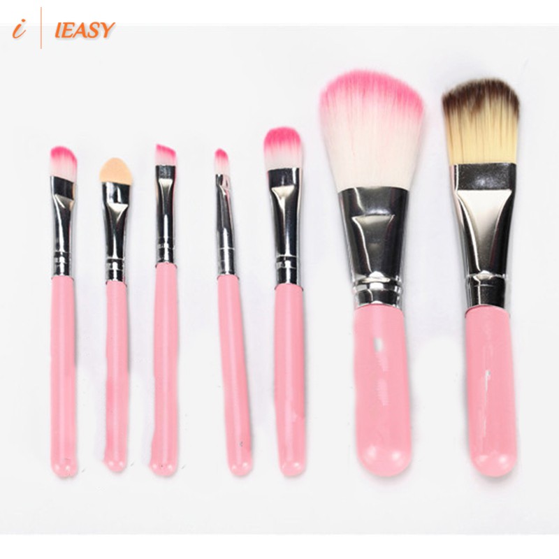 (Hàng Mới Về) Bộ 7 Cọ Trang Điểm Kèm Hộp Đựng Bằng Sắt Màu Hồng Dành Cho Nữ | BigBuy360 - bigbuy360.vn