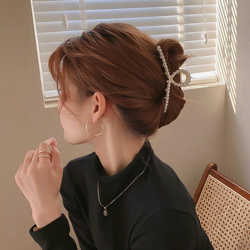 Kẹp tóc trang trí ngọc trai giả phong cách Hàn Quốc dịu dàng nữ tính jepit rambut korea jepitan rambut korea jepit rambut besar