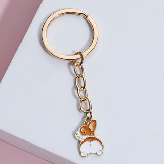 Móc Chìa Khóa Xe Hơi / Túi Xách handmade Bằng Hợp Kim Hình Chó corgi Dễ Thương Cho Nữ