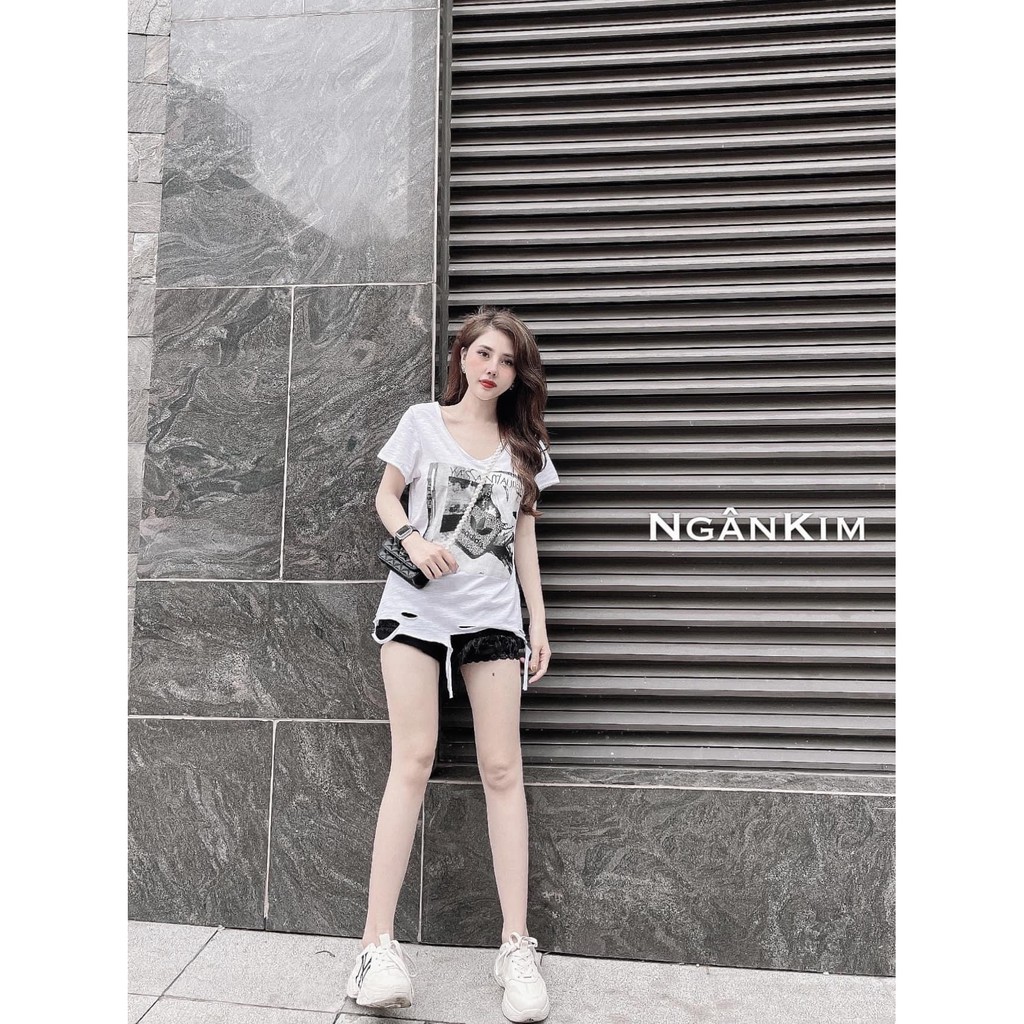 BÁN SỈ ÁO PHÔNG CÔ GÁI RÁCH GẤU 3 MÀU NỮ APN9