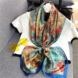 Khăn choàng lụa 90x90cm in họa tiết độc đáo hợp thời trang