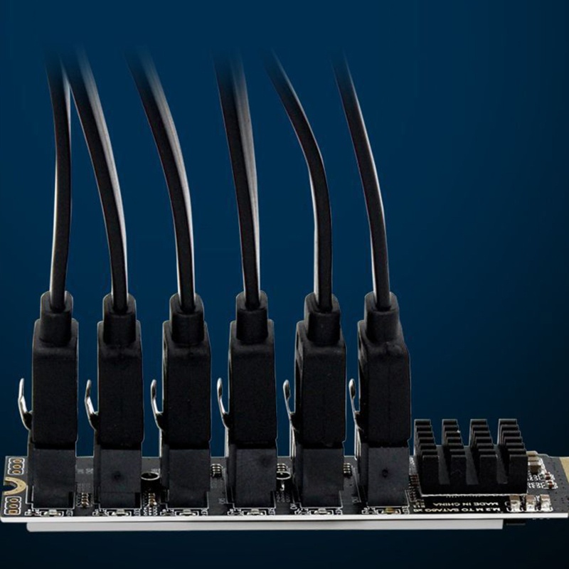 Thẻ Chuyển Đổi PH516 M2 NVME Sang 3.0 6 Cổng ASM1166 Chuyên Dụng Cho Tản Nhiệt