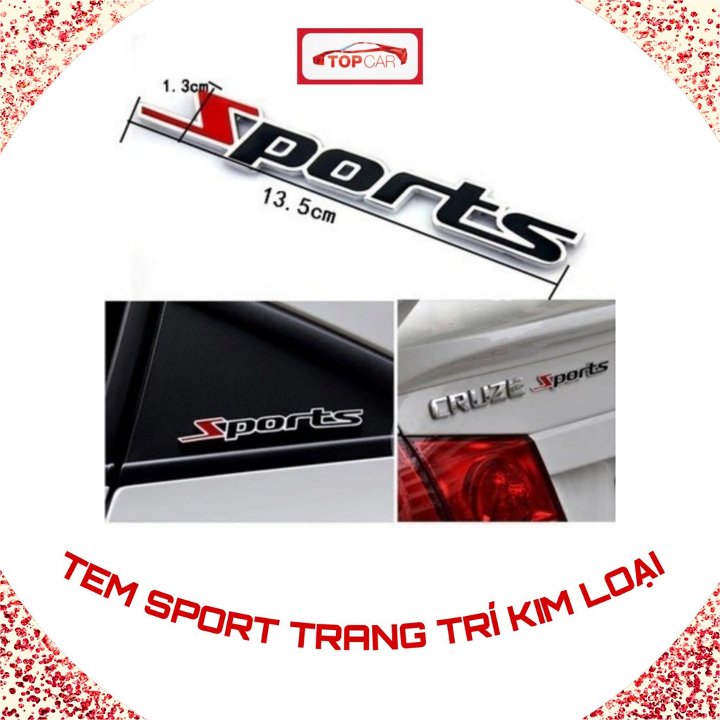 ⚡SIÊU SALE⚡ Decal Chữ SPORT Kim Loại Trang Trí Ô Tô Xe Máy Phong Cách