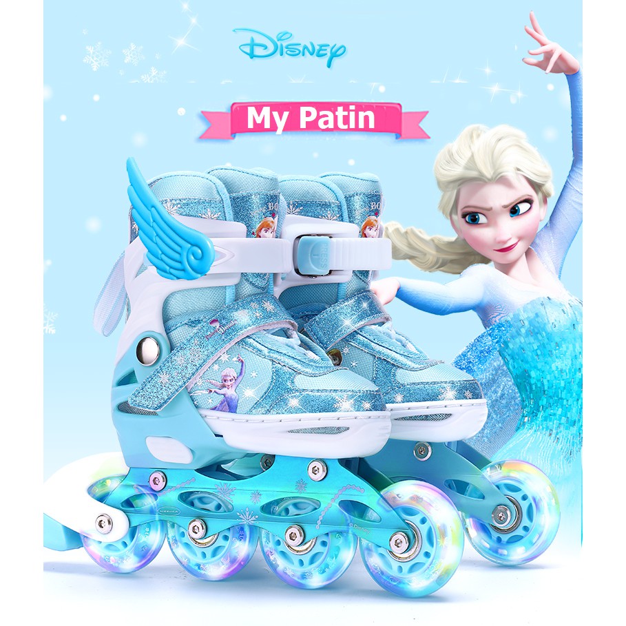 Giày Patin hàng hiệu Disney Nữ hoàng băng giá full phụ kiện, đồ bảo hộ