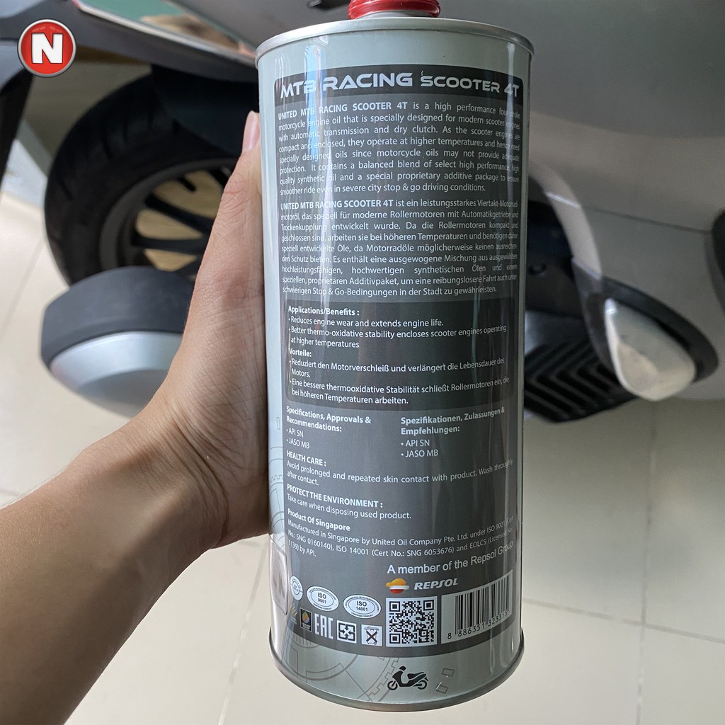 Nhớt United Oil MTB Racing Scooter 4T 10w40 cho xe tay ga - Singapore - 800 mL