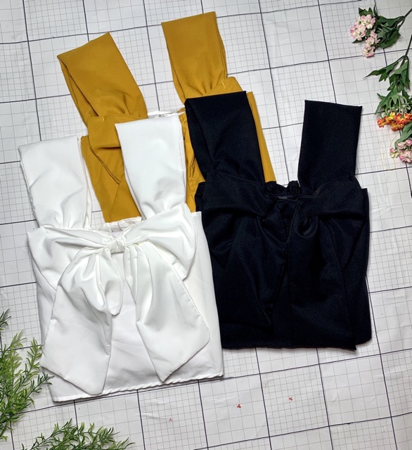 Áo 2 dây bản to phối nơ nhiều màu