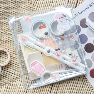 Túi trong suốt đựng bút, sổ tay ,mỹ phẩm và đồ dùng cá nhân không ngấm nước có nắp gài kích thước 14*16*4cm