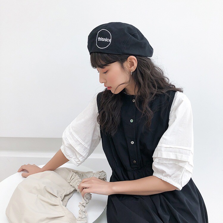 Mũ beret cotton họa tiết chữ phong cách nhật bản thời trang mùa hè cho cặp đôi