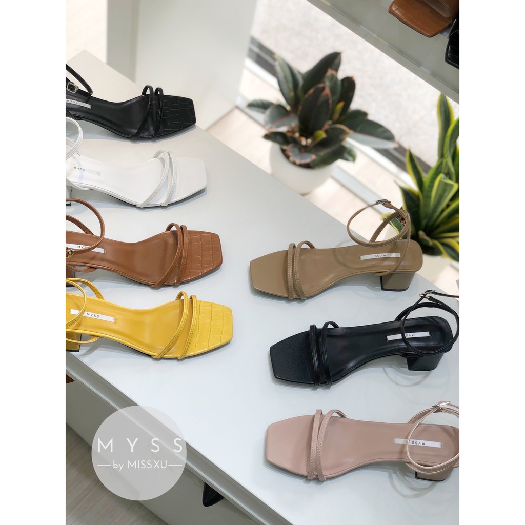 Giày sandal nữ quai ngang mảnh 2 dây gót trụ 5cm thời trang MYSS - SD87