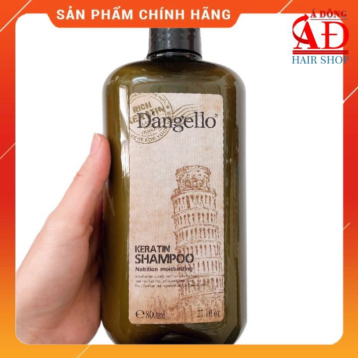 [+Tặng mũ trùm] [D'angello] Dầu gội siêu mượt cho tóc khô hư tổn Dangello Keratin shampoo 800ml