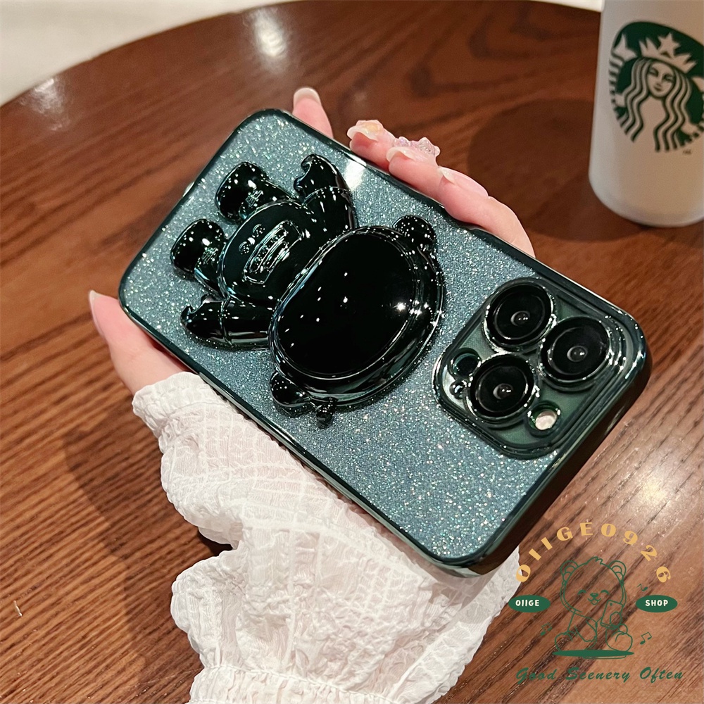 Ốp Điện Thoại TPU Mềm Trong Suốt Mạ Điện Có Giá Đỡ Hình Phi Hành Gia Kim Tuyến Cho Iphone 13 12 11 Pro Max Xs Max Xr 8 7Plus