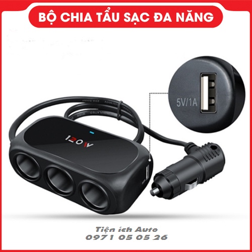 Bộ chia tẩu sạc ô tô xe hơi đa năng, Nguồn DC 12v/24v, Công suất 120W