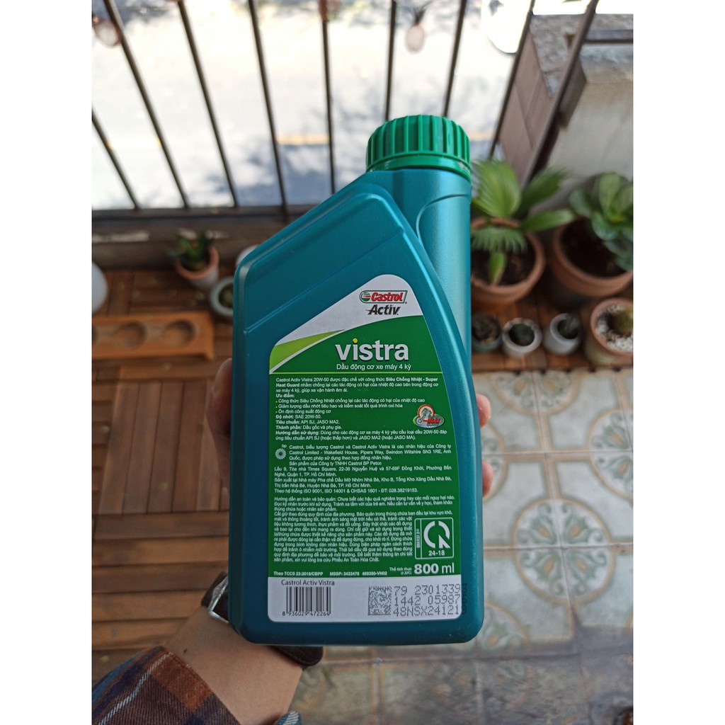 Dầu nhớt Castrol Activ Vistra 20w50 4T loại 1 lít &amp; 0.8 lít