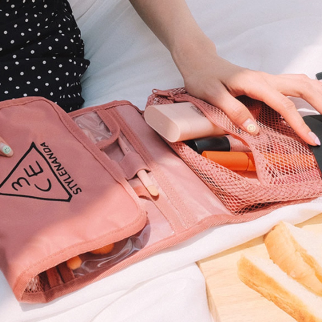 Túi đựng mỹ phẩm 3ce Wash Bag Small Đen Hồng