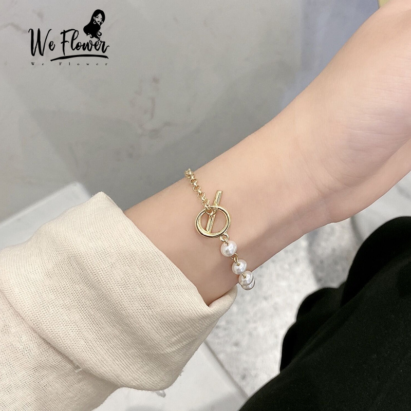 WE FLOWER Vòng Tay Hợp Kim Đính Ngọc Trai Nhân Tạo Phong Cách Hàn Quốc Cho Nữ | BigBuy360 - bigbuy360.vn