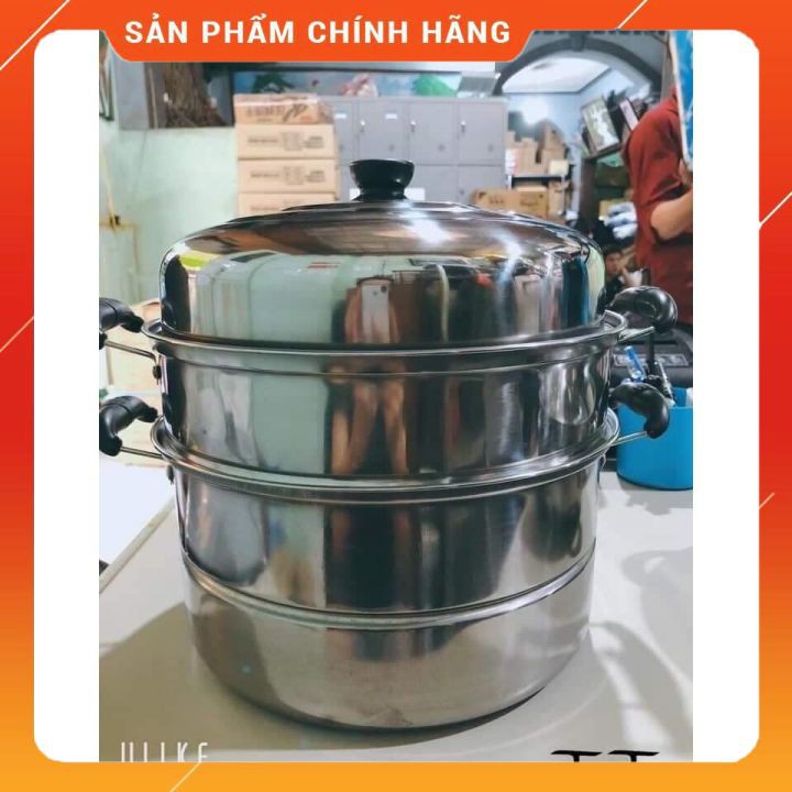 Nồi hấp inox 3  tầng hiện đại kích thước lớn, có thể sử dụng trên mọi loại bếp . [FREESHIP]