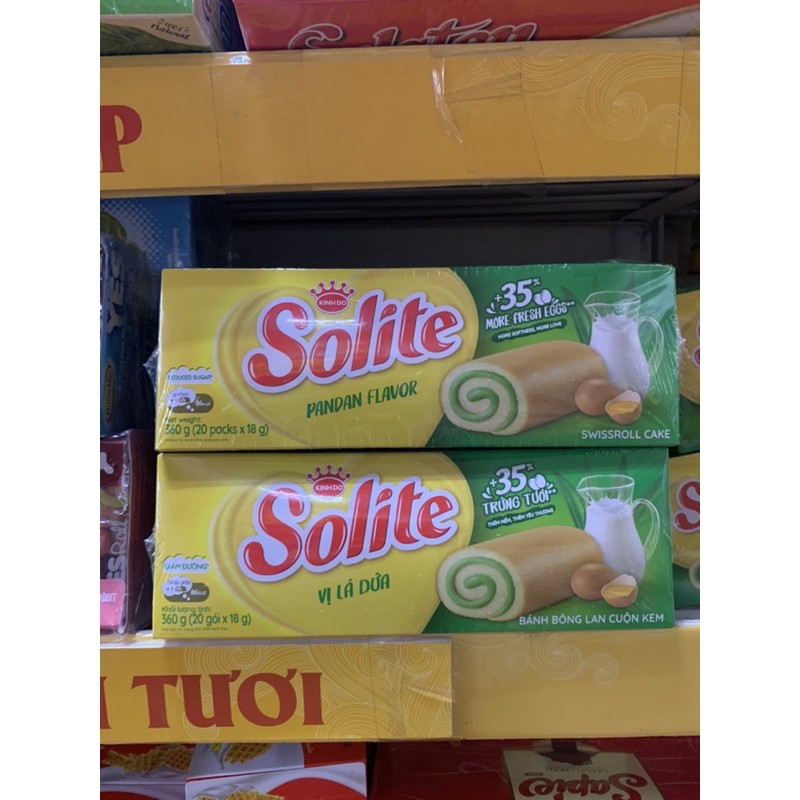 Bánh bông lan cuộn SOLITE Kinh Đô 360g date mới