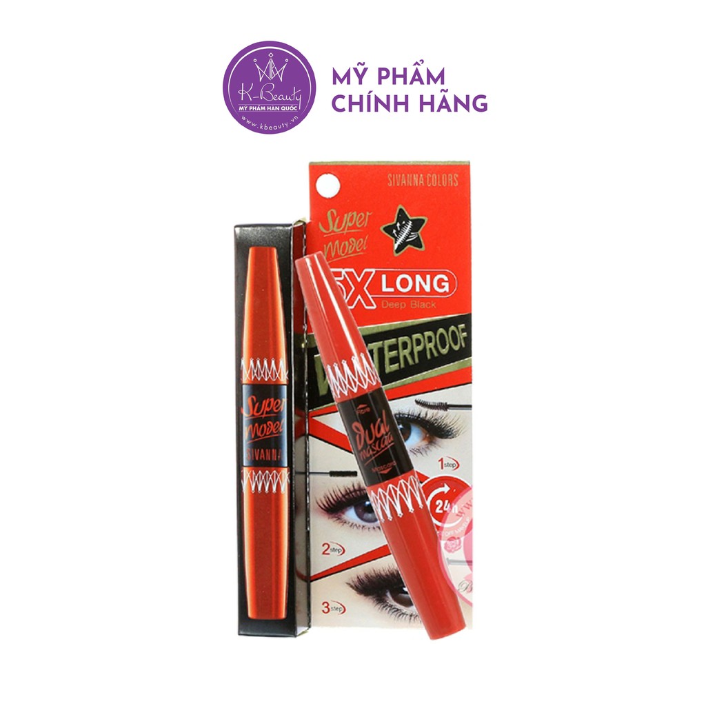 Mascara Hai Đầu Sivanna Colors Super Model 5X Long Deep Black Waterproof Thái Lan KBeauty