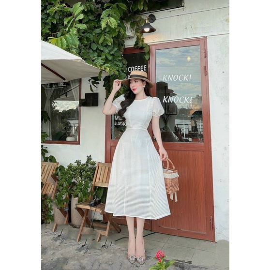 [ 𝐅𝐑𝐄𝐄 𝐒𝐇𝐈𝐏 ] VÁY XỐP KẺ HỞ LƯNG CHẤT XỐP QC CAO CẤP HÀNG MAY KỸ 2 LỚP CHUẨN FORM LĂM Ạ