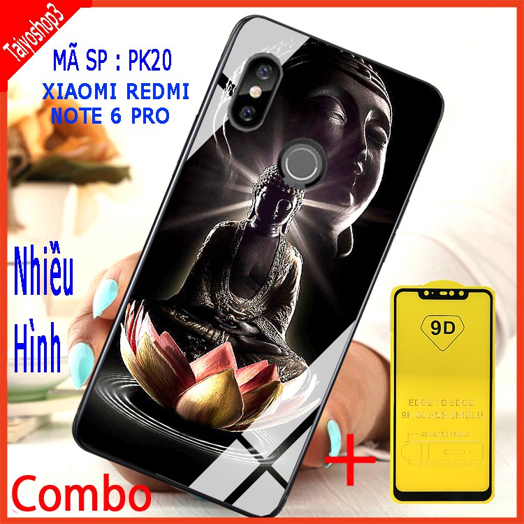 COMBO ỐP LƯNG XIAOMI REDMI NOTE 6 PRO (ốp lưng kính 3D + tặng kính cường lực 9D full màn hình)