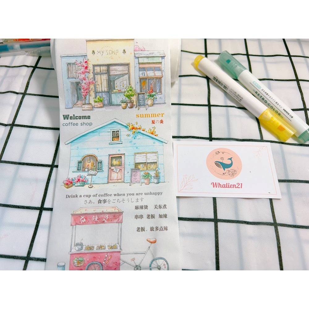 WS175 Washi tape Cửa hàng dùng trang trí sổ, bàn học, sổ tay, chiết theo chu kỳ sản phẩm