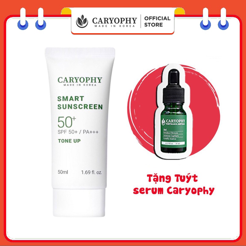 Kem chống nắng Caryophy cho da dầu mụn hàn quốc 3in1 smart sunscreen tone up spf50 50ml
