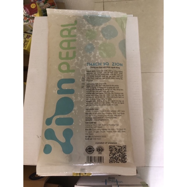 Thạch Trân châu 3Q Trắng Zion Wings Túi 2kg -  3Q Việt Chất Lượng Đài Loan Giòn Dai Sần Sật